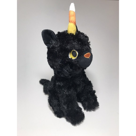 Black Cat HALLMARK Halloween CATICORN 10” Plush Stuffed Animal Candy Corn - Picture 6 of 9